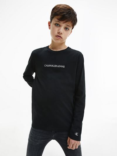 Calvin Klein Ruhák HU398312 | Calvin Klein Organic Cotton Fiu Hosszú Ujjú Póló Fekete